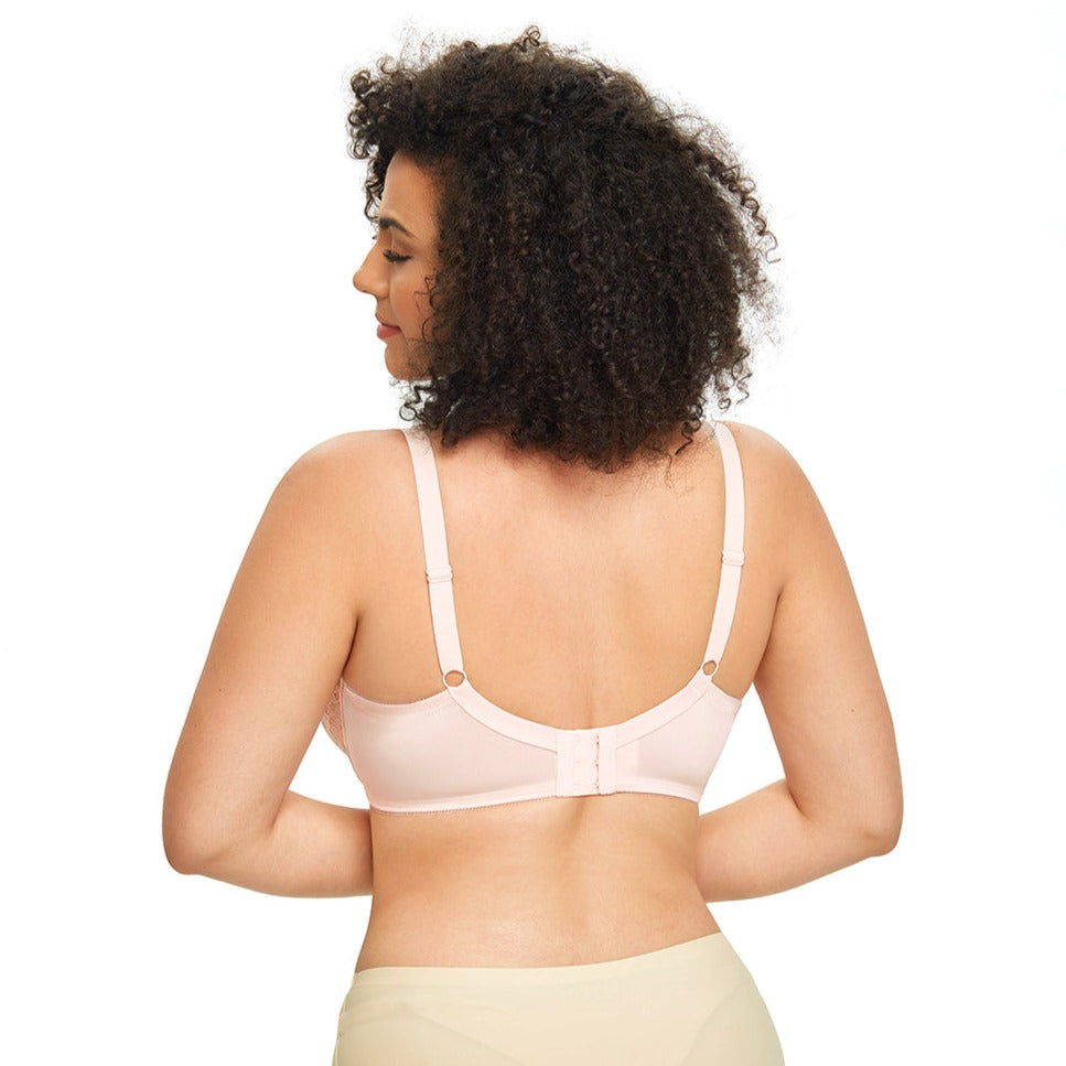 427 Women's Plus Size Full Coverage Sexy Lace Unpadded Underwire Bras Minimizer Everyday Bra Pink