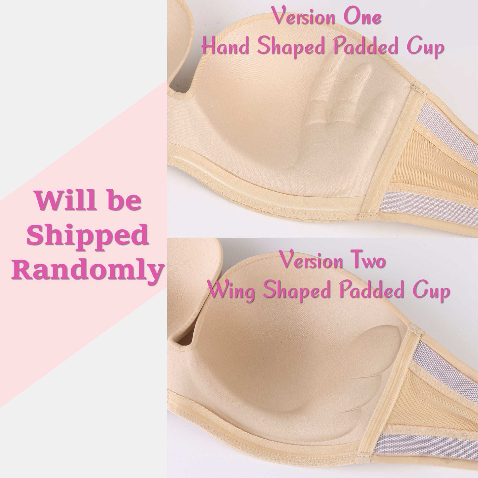 389 Push Up Non-Slip Strapless Bra Lace Beige