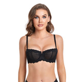 426 Women's Push Up Unlined Lace Sheer Underwire Multiway Everyday Bra Black