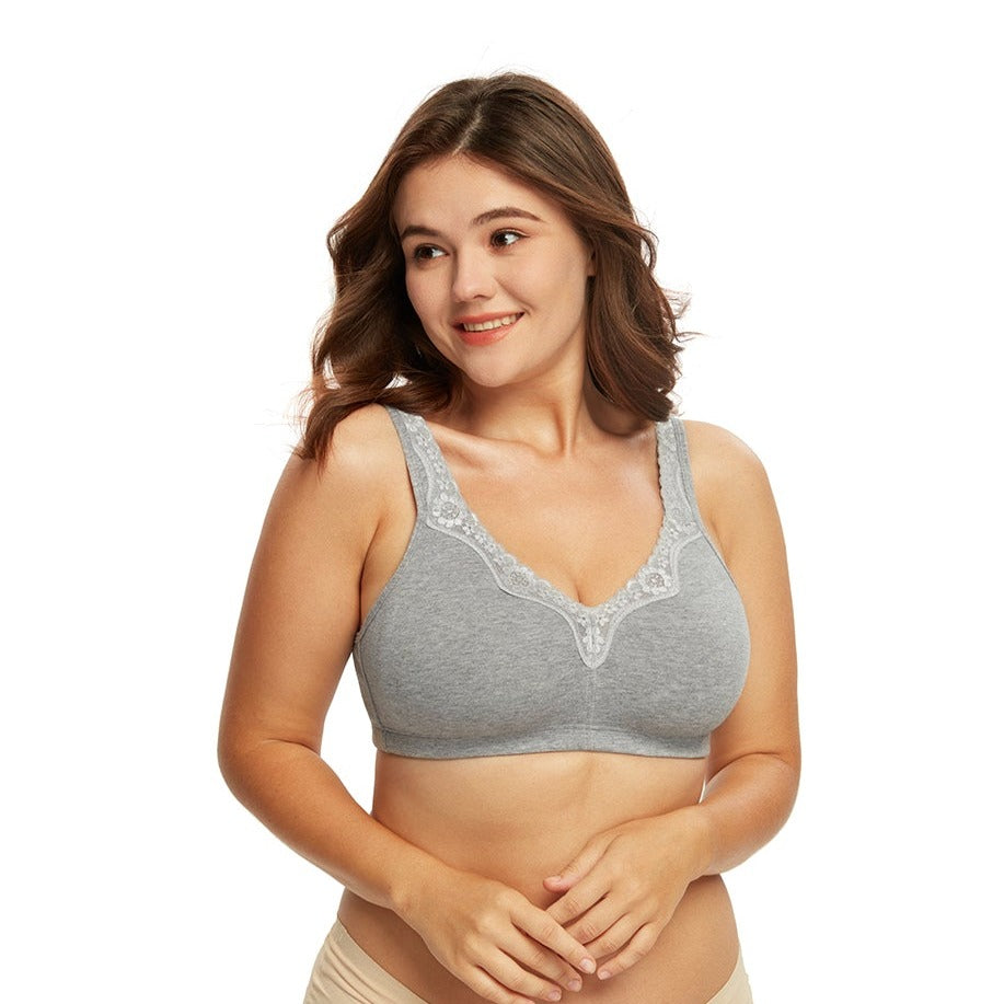 392 Cotton Wirefree Bra Grey