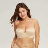 389 Push Up Non-Slip Strapless Bra Lace Beige