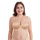 398 Lace Minimized Strapless Bra Underwire Full Coverage Beige