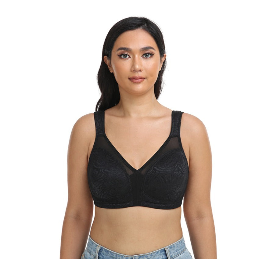 418 Minimizer Bra Full Figure Smooth Bra for Large Bust Black