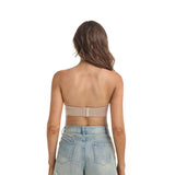 420 Multiway Deep U Plunge Padded Push Up Convertible Bra Beige Champagne