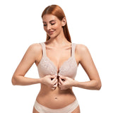 421 Plus Size Front Closure U-Back Underwire Everyday Bra Beige
