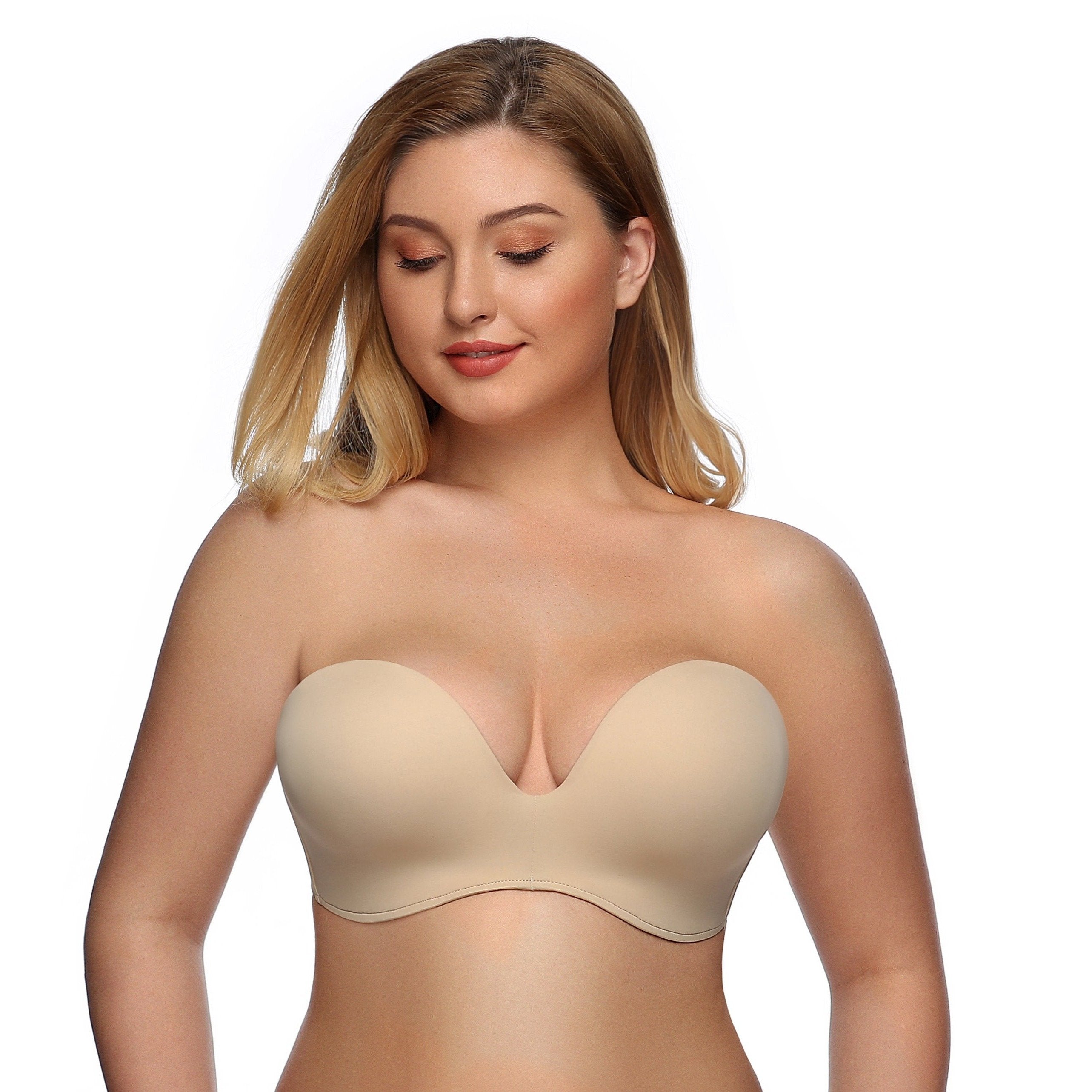 363 Push Up Lift Non-Slip Strapless Bra Beige