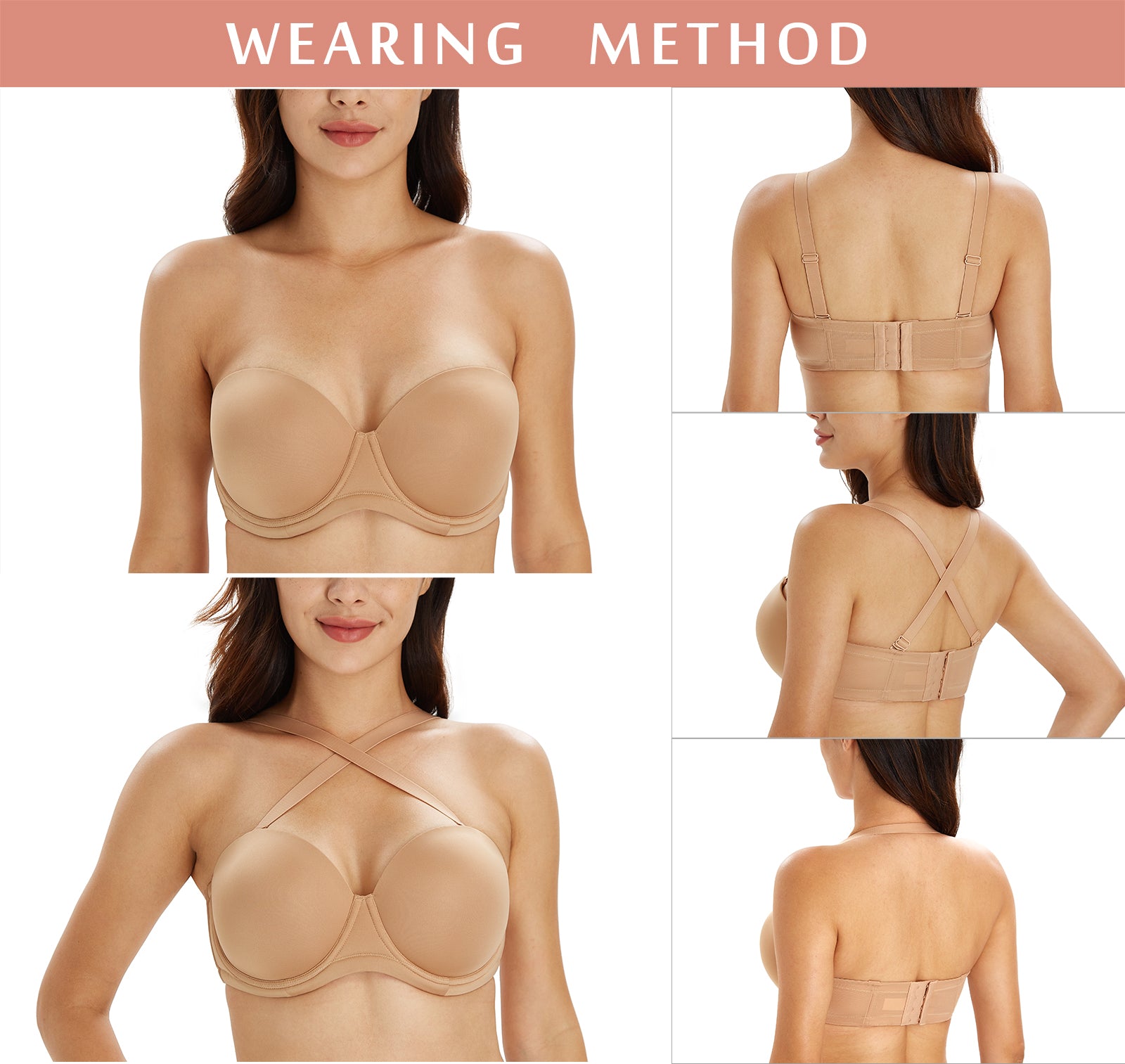 356 Multiway Strapless Full Figure Bra Pecan