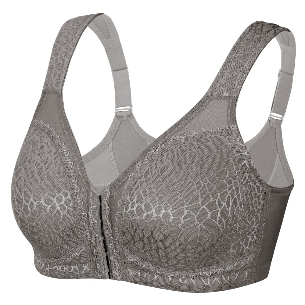 375 Front Closure Wirefree Minimize Bra Grey