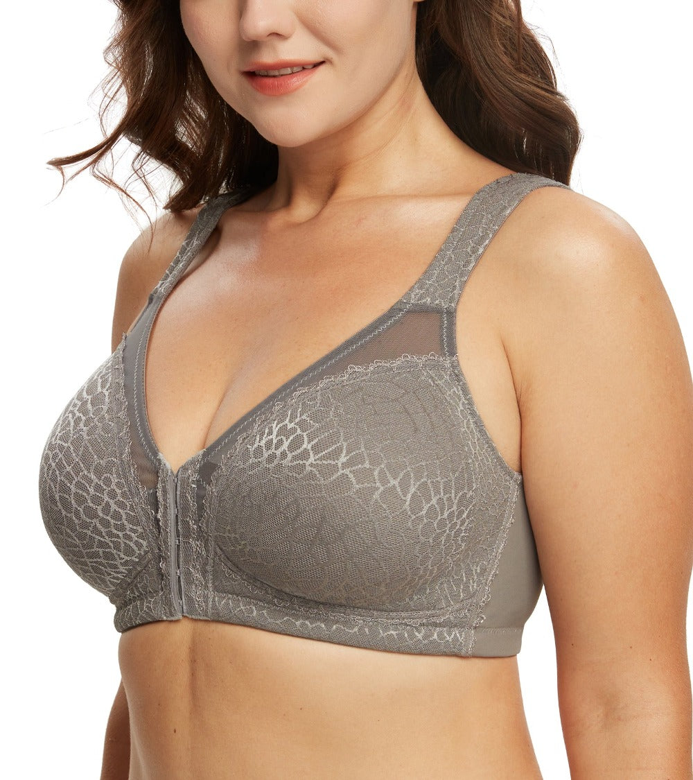 375 Front Closure Wirefree Minimize Bra Grey