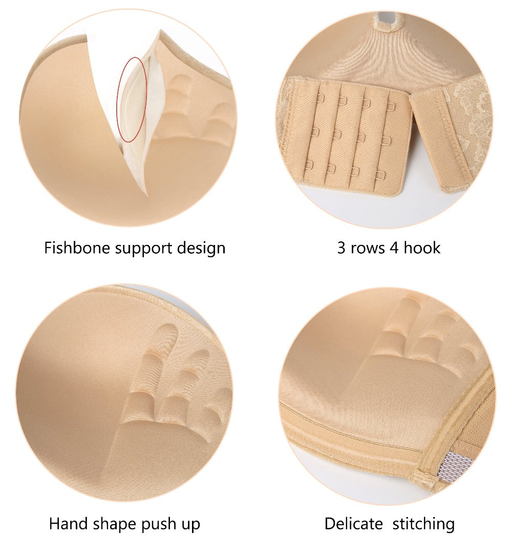 DOTVOL push up lace strapless bra beige