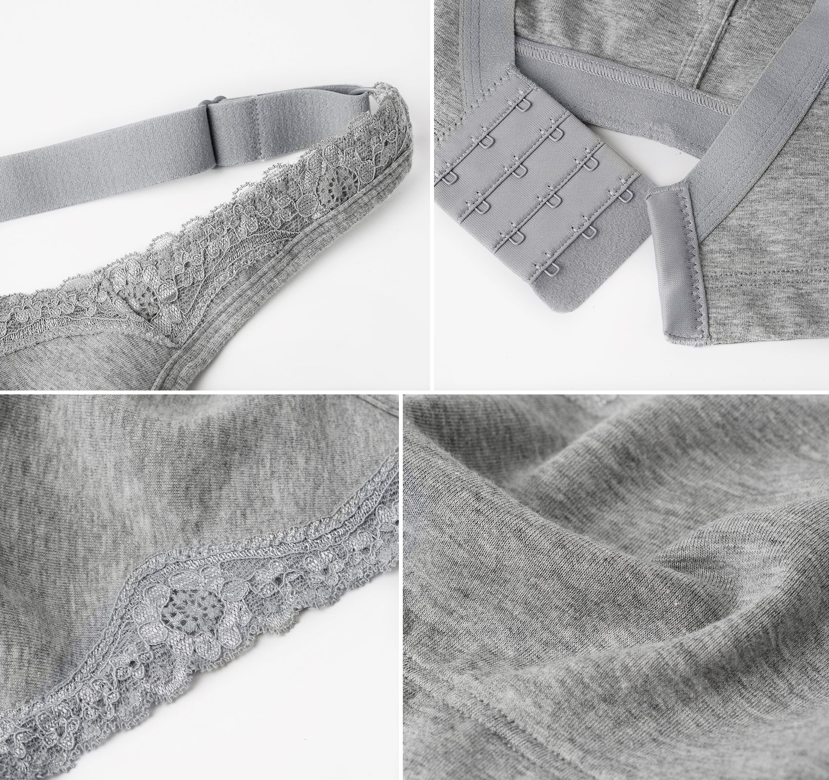 392 Cotton Wirefree Bra Grey