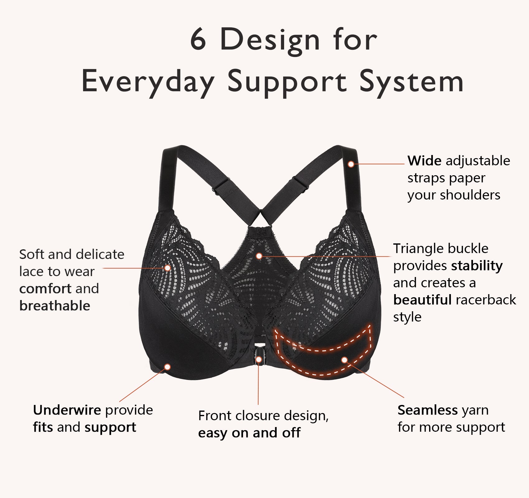 412 Front Close Bra Black