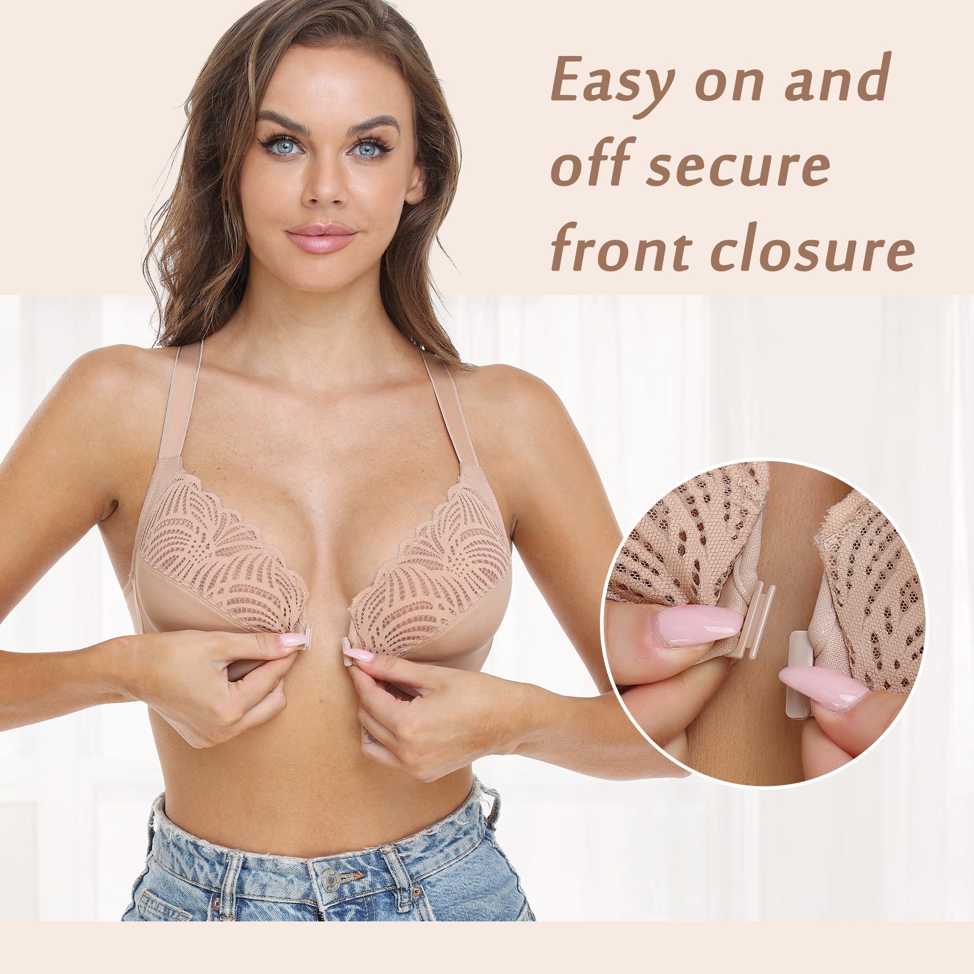 412 Front Close Bra Beige