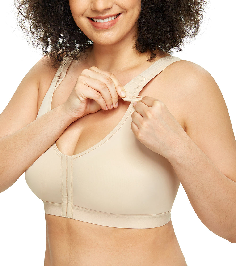 Women's Post Surgery Front Closure Bra Support Adjustable Straps