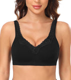 Exerin Plus Size Bras Women's Comfort Cotton Non-Padded Wirefree Lace Floral Everyday Bra