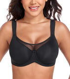 Exerin Women's Minimizer Full Coverage Underwire U-Back Unlined Plus Size Bra