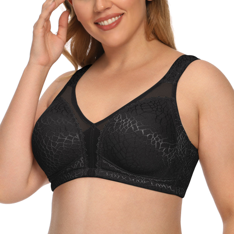 Exerin Women's Plus Size Comfort Full Coverage Double Support Unpadded Wirefree Minimizer Bra