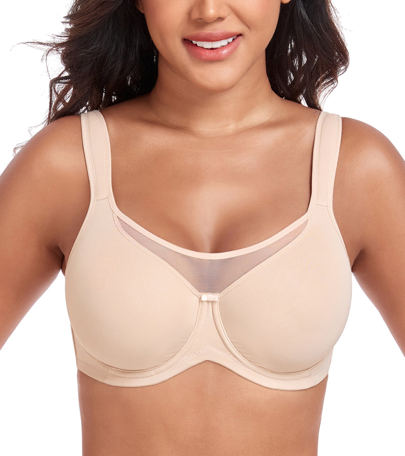 Exerin Women's Minimizer Full Coverage Underwire U-Back Unlined Plus Size Bra