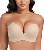 Exerin Push Up Bras Seamless Wireless Anti-Slip Women's Strapless Bra Shape Support Lift
