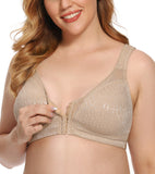 Exerin Women's Front Closure Full Coverage Wirefree Posture Back Plus Size Bra