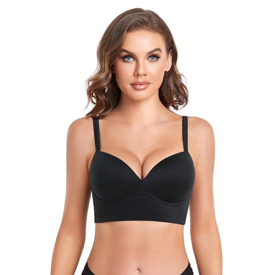 425 DotVol Women's Plunge Wirefree Pullover Bras Plus Size Comfortable  Padded Everyday Bra Black - Black / 32B