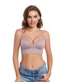 425A DotVol Women's Plunge Wirefree Pullover Bras Plus Size Comfortable Padded Everyday Bra Lace Purple
