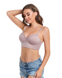 425A DotVol Women's Plunge Wirefree Pullover Bras Plus Size Comfortable Padded Everyday Bra Lace Purple