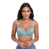 438 DotVol Women's Plus Size See Through Sexy Lace Bra with Strappy Underwire Everyday Bra
