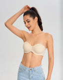 428 Women's Anti-Slip Push Up Strapless Bra Support Wirefree Lift Beige