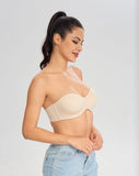 428 Women's Anti-Slip Push Up Strapless Bra Support Wirefree Lift Beige