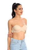 429 DotVol Women's Seamless Bandeau Unlined Underwire Minimizer Strapless Bra for Large Bust Beige