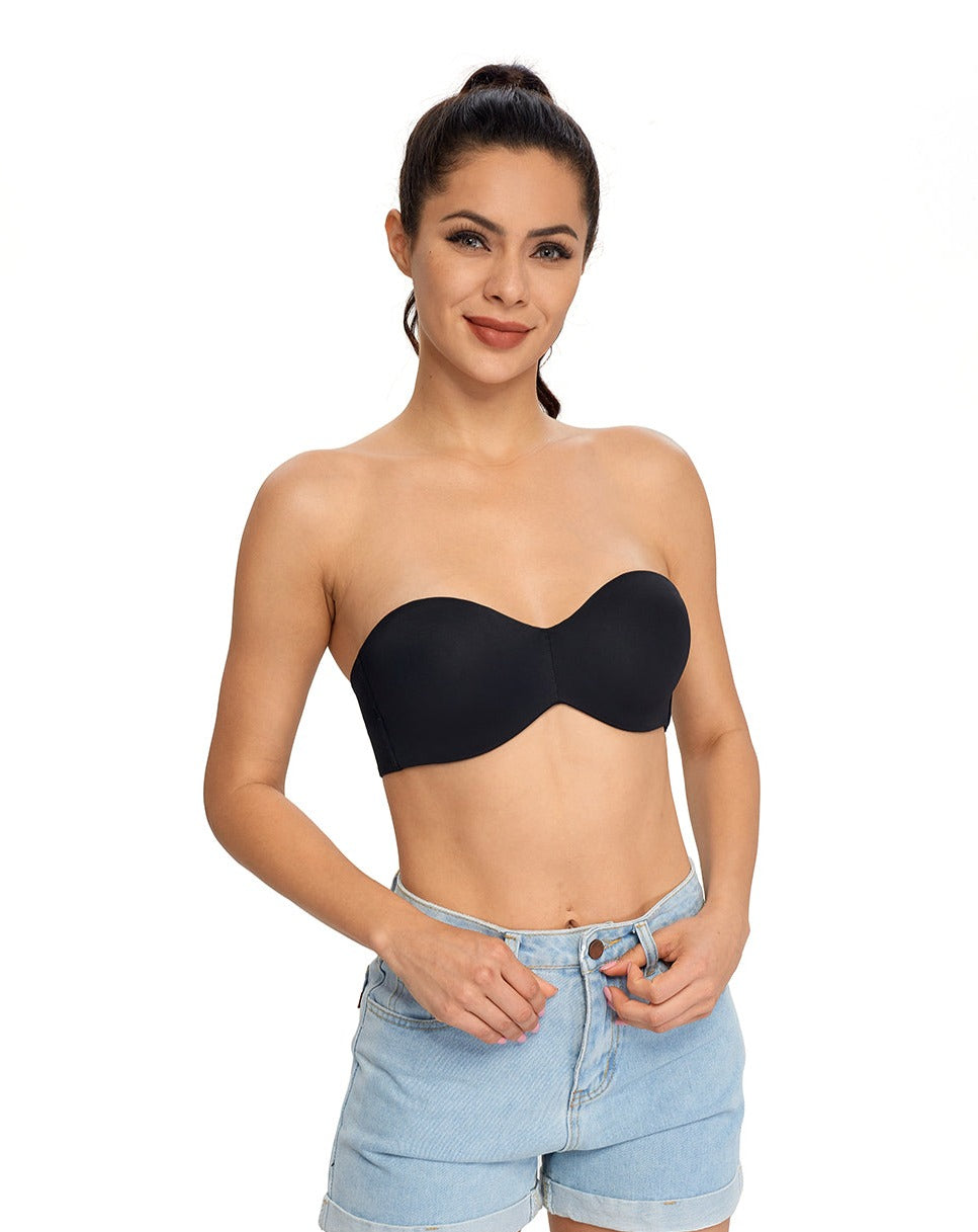Exclare Women's Seamless Bandeau Unlined Underwire Minimizer Strapless Bra  for Large Bust(Walnut,42D)