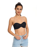 429 DotVol Women's Seamless Bandeau Unlined Underwire Minimizer Strapless Bra for Large Bust Black