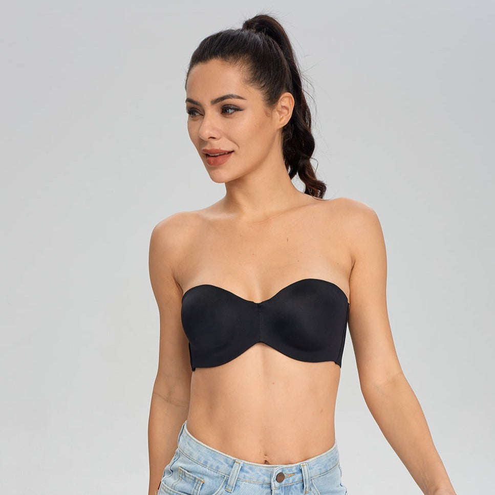 Sexy Lace Lined Strapless Black Lift Bra