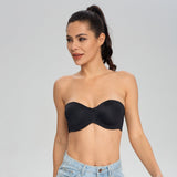 428 Women's Anti-Slip Push Up Strapless Bra Support Wirefree Lift Black