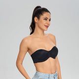 428 Women's Anti-Slip Push Up Strapless Bra Support Wirefree Lift Black