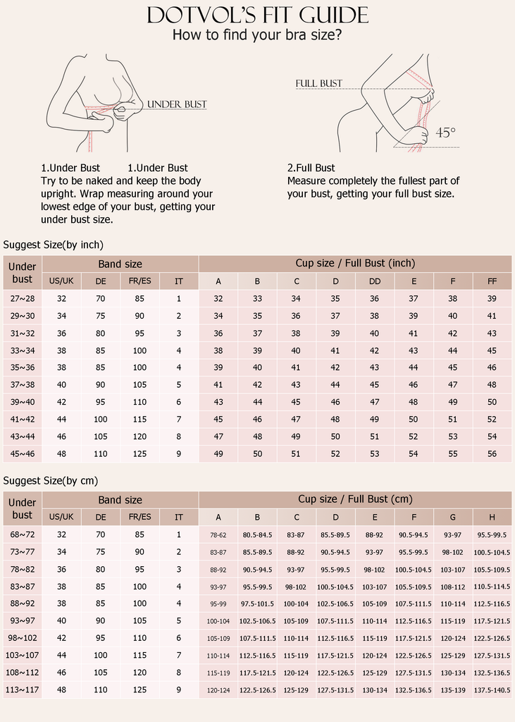 Women s Bras and Bralettes Size Guide DOTVOL