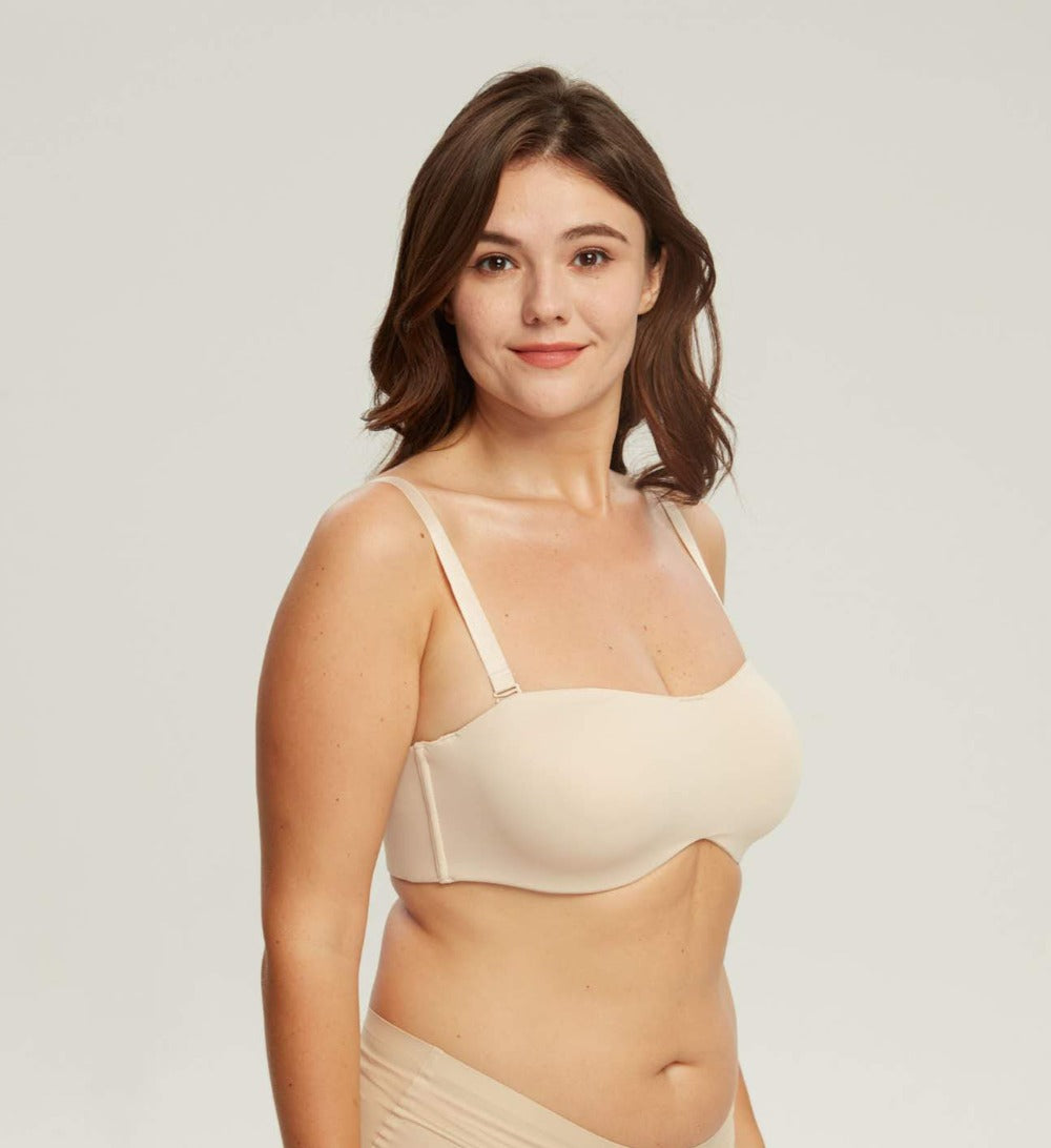 377 Seamless Minimize Strapless Bra with adjustable strapless Beige – DOTVOL