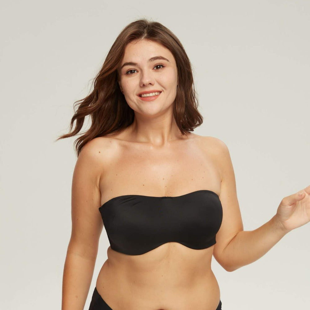 377 Seamless Minimize Strapless Bra with adjustable strapless Black - Black  / 32C