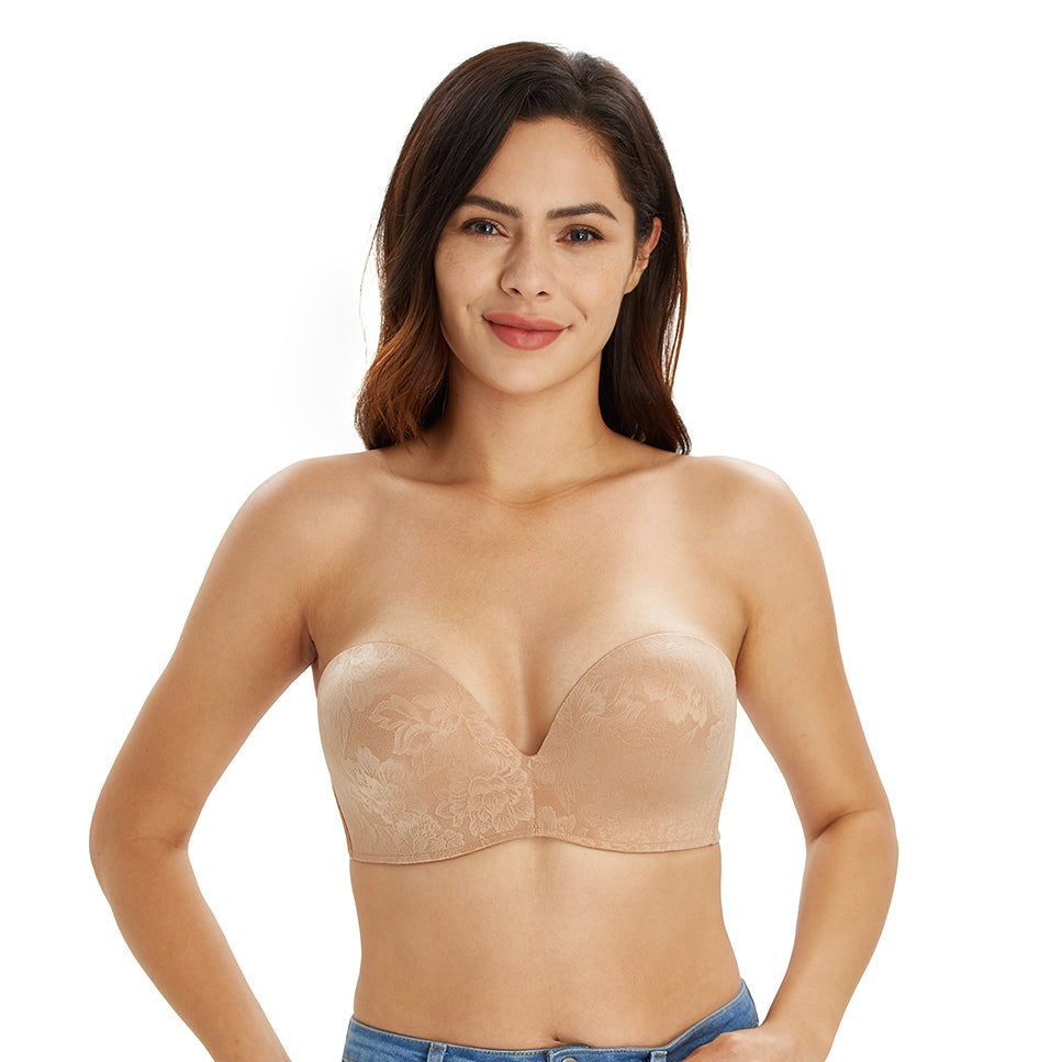 389 Push Up Non-Slip Strapless Bra Lace Mocha – DOTVOL