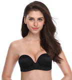 363 Push Up Lift Non-Slip Strapless Bra All Lace Black