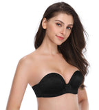 363 Push Up Lift Non-Slip Strapless Bra All Lace Black