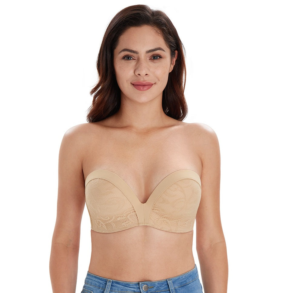 DotVol Women Strapless Push Up Bra Custom Lift Invisible Wing