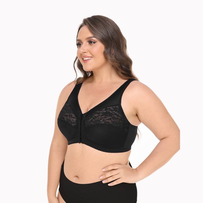 424 Front Closure Lace Wirefree Unadded Bra Black – DOTVOL