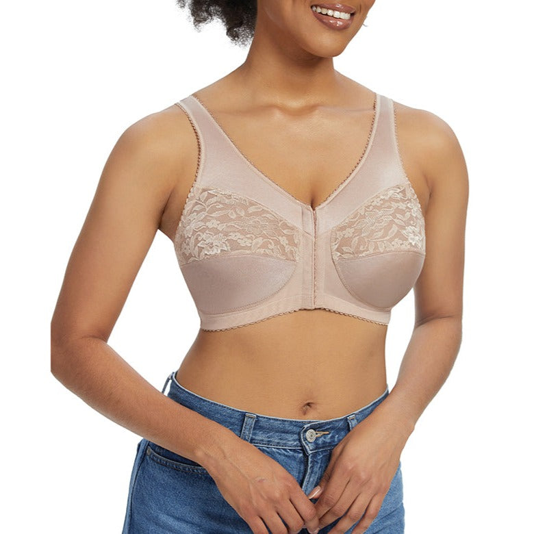 424 Front Closure Lace Wirefree Unadded Bra Beige