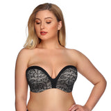 363 Push Up Lift Non-Slip Strapless Bra Black Lace