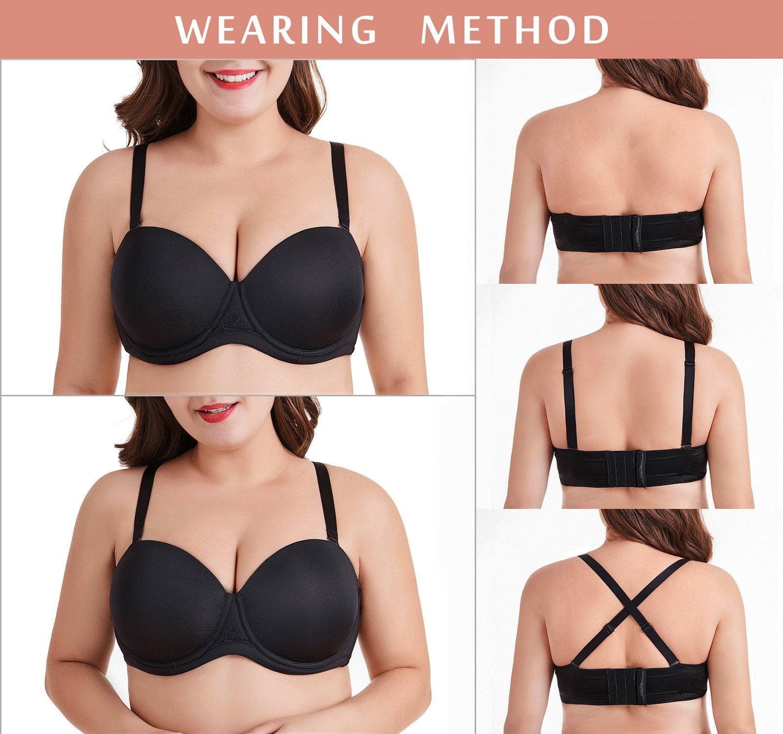 356 Multiway Strapless Full Figure Bra Black – DOTVOL