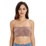 413 Underwire Non Padded Bandeau Tube Top Strapless Bra Mocha